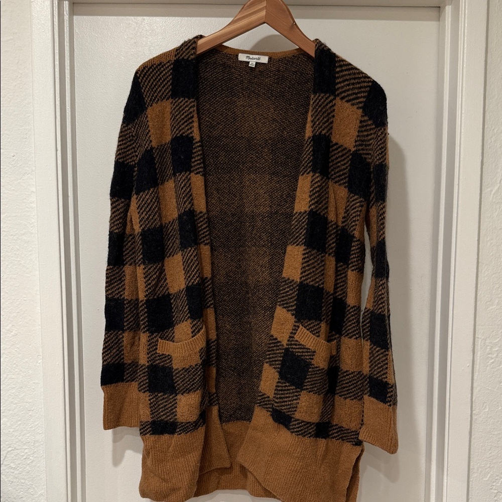 Madewell True Black Buffalo Check Kent Cardigan Sweater in Coziest Yarn Sz XS - Picture 2 of 10